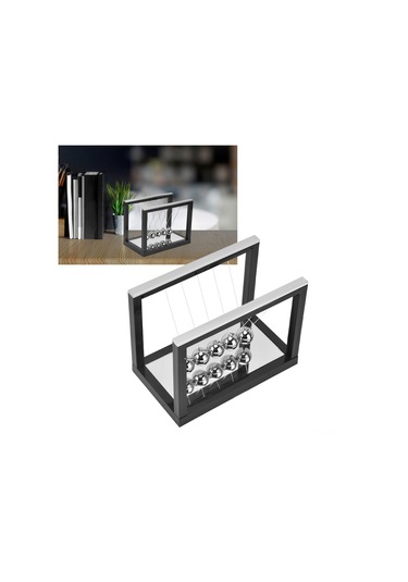 Konesam Küçük Siyah Newton Topu Metal Masaüstü Sallama Oyuncak Fizik Eğitici Stres Azaltıcı Dekoratif Hediye