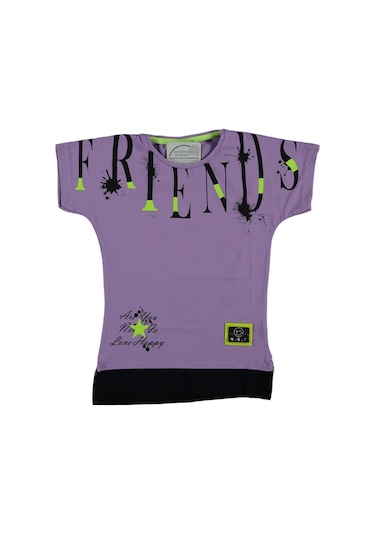 Liay Moda Frıends Baskılı Kız Çocuk Tişört Mor