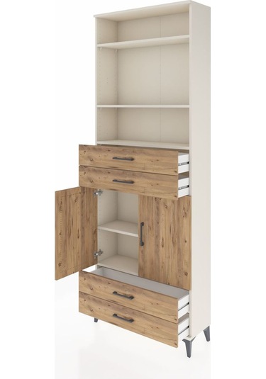 Arges Dolap 5 Raflı 4 Çekmeceli 2 Kapaklı 88x30x243 Aytaşı-çam Aytaşı
