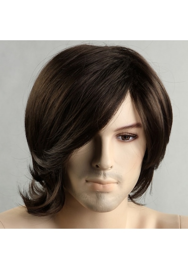 Lebıhmurah Wg1381 %100 Kanekalon Sentetik Pop Art Doğal Kısa Kıvırcık Erkek Peruk -