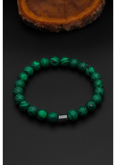 Erkek Sıkma Malahit Bileklik Kadın Bileklik 8 Mm Bt042 Yeşil