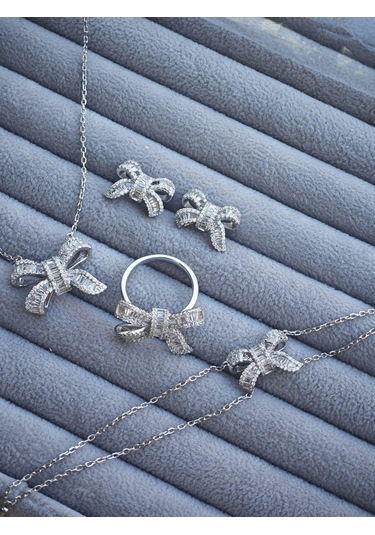 Silver Point Fiyonk Figürlü Zirkon Taşlı Set Gümüş