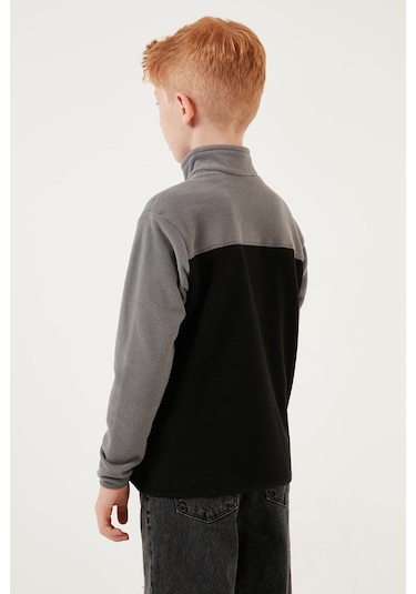 Lela Yumuşak Dokulu Yarım Fermuarlı Renk Bloklu Dik Yaka Unisex Çocuk Polar 5905004 Gri-Siyah Lela Yumuşak Dokulu Yarım Fermuarlı Renk Bloklu Dik Yaka Unisex Çocuk Polar 5905004 Gri-Siyah