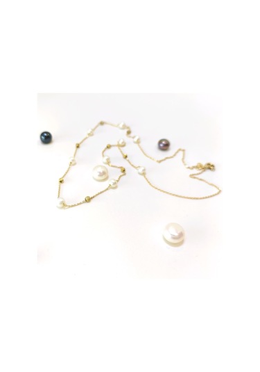 Dorika Toplu İnci Kolye 14 Ayar Altın Hd Videolu - 14 Ayar