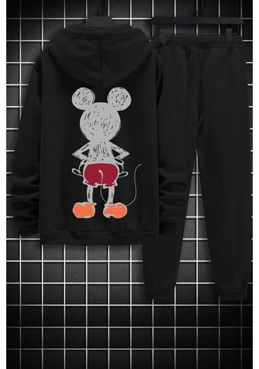 Mause Baskılı Eşofman Takımı Siyah