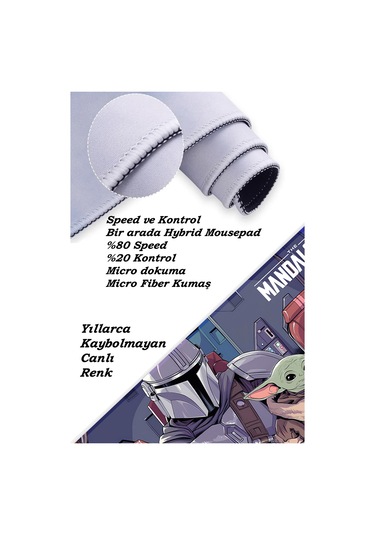 The Mandalorian Oyun Gaming Klavye Mouse Pad Kaymaz Taban Kenarları Dikişli Su Geçirmez Masa Matı 70x30 Cm