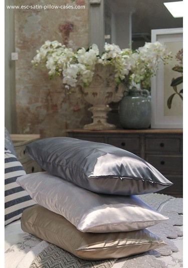 Antibakteriyel Terletmeyen İpek Saten Yastık Kılıfı 2'li 50x70 Gümüş Gümüş