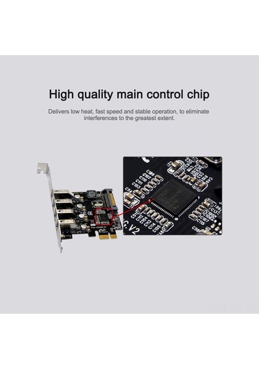 Skycity Pcı-e'den Usb 3.0'a Genişletme Kartı, 4 Port, 5gbps Hızlı Aktarım, 2a Güç, 2u Bracket, Siyah, Windows Desteği