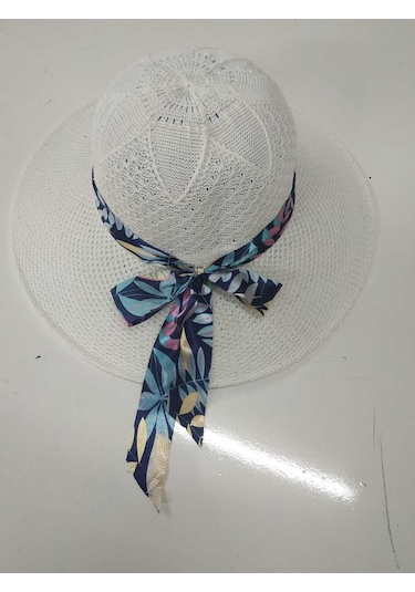 Londonstore Plaj Şapka Yeni Trend 2024 Mavi Kurdela Beyaz