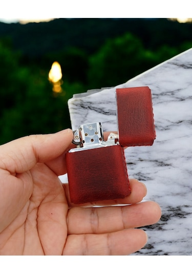 Cronder Hakiki Deri Çakmak Kılıfı Kımızı