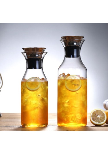 Hangfox 1500ml Yüksek Bor Silika Cam Soğuk/sıcak Su Kavanozu, Paslanmaz Çelik Kapaklı, Günlük Kullanım İçin Elverişli Ev Aletleri, Meyve Suyu Ve İçecek Depolama Kabı Çok Renkli