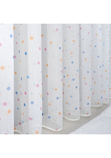 Caserta Home Point Çocuk Odası 4 Renkli Noktalı Puantiyeli Tül Perde