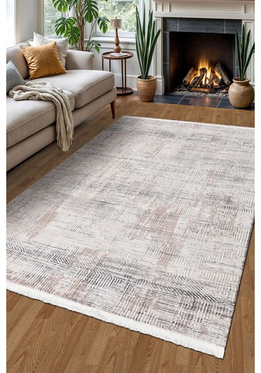 Volora Halı Koleksiyonu Yumuşak Dokulu, Modern İnce Form, Tozumaz Ve Kolay Temizlenebilir Gri - Bej