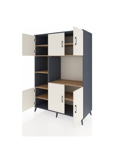 Kronos Dolap 9 Raflı 6 Kapaklı 132x59x195 Antrasit-aytaşı/çam Antrasit