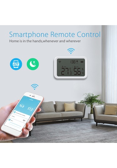 Neo Coolcam Tuya Wifi Akıllı Sıcaklık Ve Nem Sensörü Işık Dedektörü İç Mekan Higrometre Termometre Lcd Ekran İle