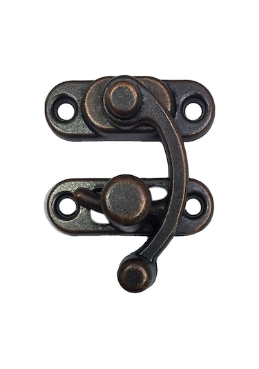 2 Adet Büyük Boy Yay Gözü Kancalı Kilit Oksit Kutu Sandık ve Kapak Klipsi 37x45 mm