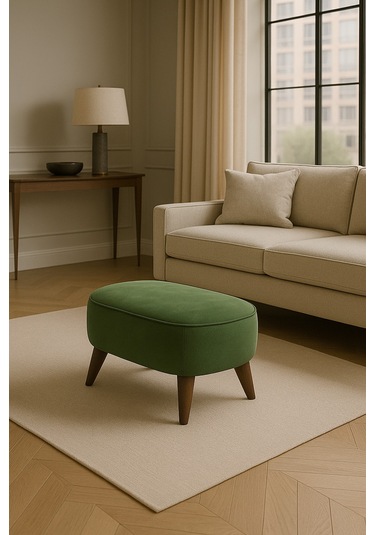 A5 Home Oval Puf Haki Yeşil