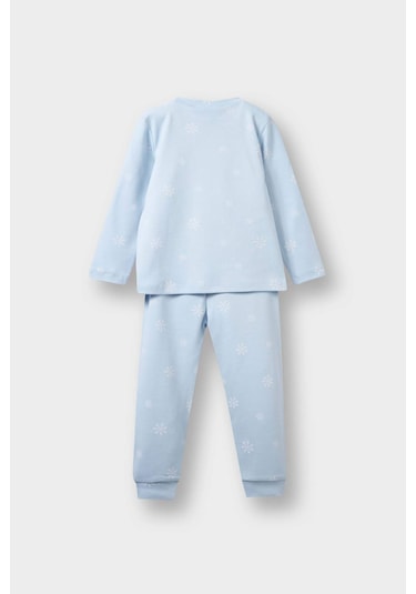 Defacto Kız Bebek Frozen Pijama Takımı Uzun Kollu Üst Uzun Alt F4588a525aube343 Mavi