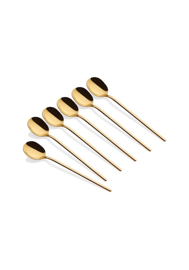 Parlak Gold Çay Kaşığı 6 Parça - 13 Cm Siyah
