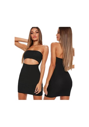 Mini Straplez Elbise Siyah