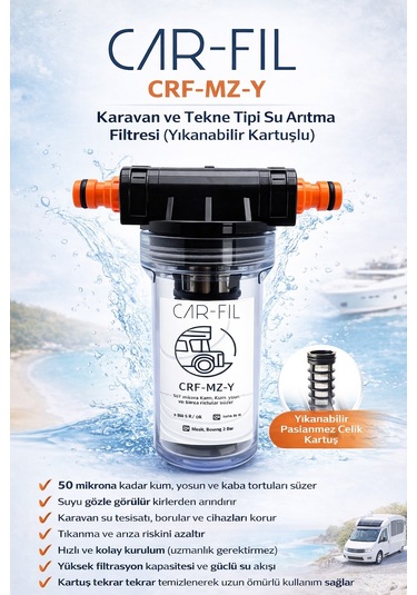 Kamp&karavan Tipi Su Arıtma Filtresi Yıkanabilir Kartuşlu