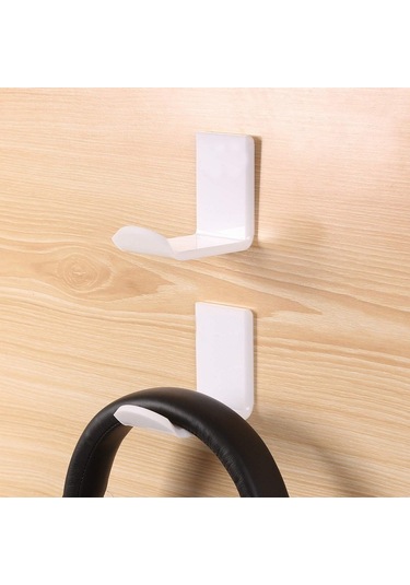 Sones 2 Adet Kulaklık Braketi Yapışkanlı Kulaklık Askısı Beyaz