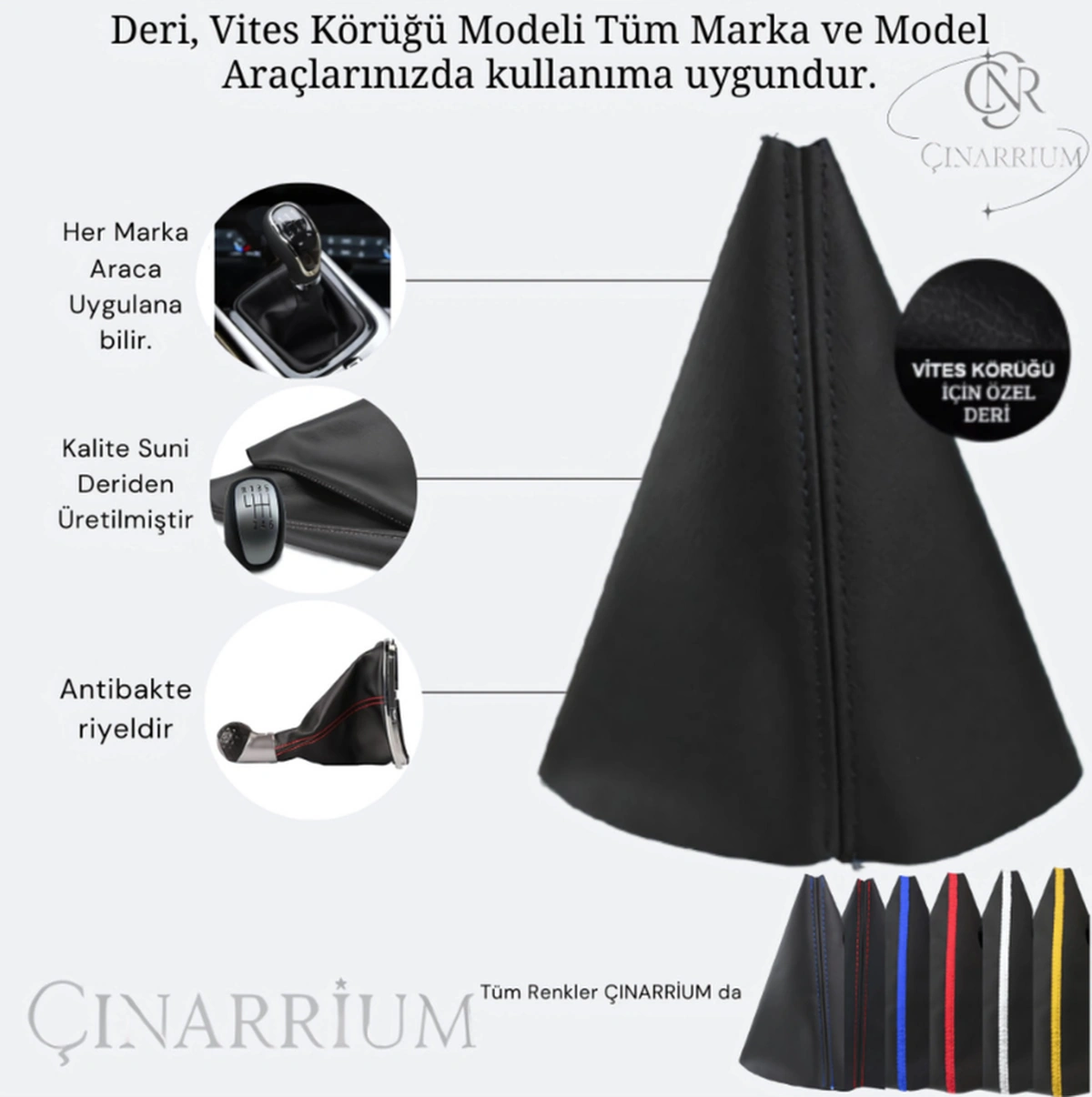 Bmw E87 Siyah Deri Prime Tasarım Beyaz Spor Dikiş Vites Körüğü