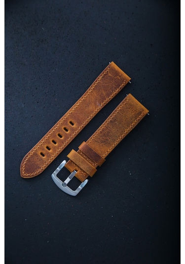 Hakiki Deri 22mm Akıllı Pimli Saat Kordonu Taba