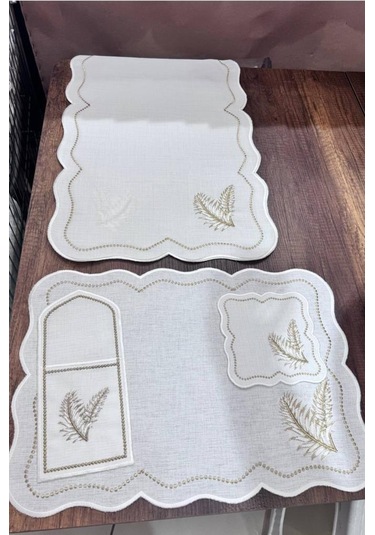 Viktori Keten Nakışlı Amerikan Servis Takımı 19 Parça Gold Gold