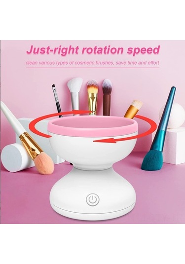 Dianziye Makeup Fırçası Otomatik Temizleyici - Usb Şarjlı Elektrikli Fırça Temizleme Aleti - Pembe Renkli Pratik Kişisel Bakım Aracı