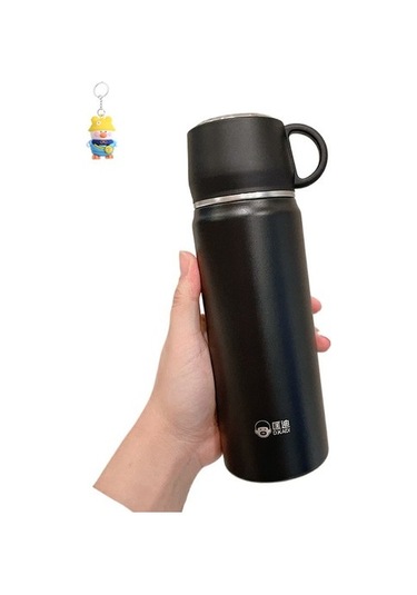 Runxi Life Hall Kapaklı 316 Paslanmaz Çelik Erkek Açık Üç Amaçlı Lisans Bardak Taşınabilir Pipetli Termos Bardak Kadın Su Bardakları Feguyt Siyah