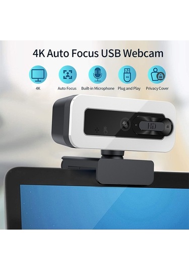 Dancemonkey 4k Otomatik Odaklı Usb Web Kamerası - Gürültü Azaltıcı Mikrofon Ve Gizlilik Kapısı İle Video Konferans