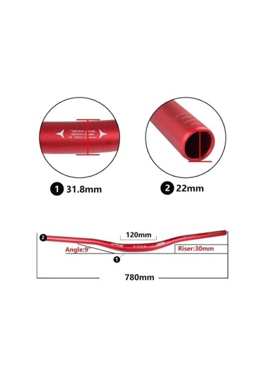 Alüminyum Kırmızı 31.8 780mm Riser Mtb Gidon Kırmızı