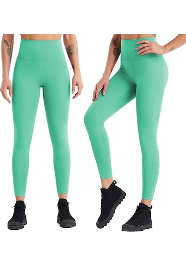 Tongxida Hava Kuvvetleri Mavisi Kadın Yoga Tayt Pantolonu - Yüksek Bel Kalça Kaldırma Koşu Fitness Spor Tayt Mavi