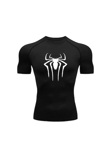 Kvk Erkek Siyah Spor Tişört Örümcek Raşgard 241311698 Siyah
