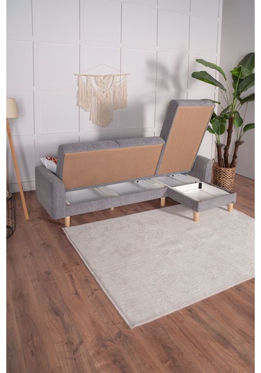 Bohem's Bohem Uzanmalı Köşe, Sağ Sol Kullanılabilen, Yüksek Ayaklı, Gri Gri