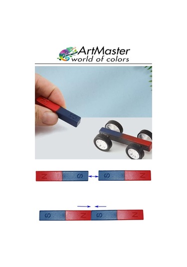 Çubuk Mıknatıs 10 Adet Deney Malzemesi Kırmızı Mavi Boyalı Okul Projeleri İçin I Şekilli Manyetik Çubuk Mıknatıs