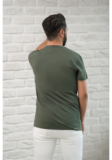 Paul Martin Slimfit Fit Bisiklet Yaka Rayon Kumaş Full Likralı T-shirt Yeşil