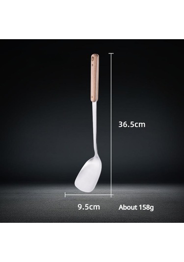 Hanyang Paslanmaz Çelik Spatula Mutfak Eşyaları Ahşap Saplı Spatula Mutfak Pişirme Spatula 304-b Sanded