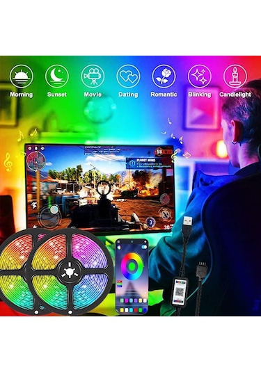 Usb Led Şeritler Bluetooth Uyumlu 5050 Rgb Ir Kontrol Led Duvar Chambre Esnek Lamba Bant Diyot Odası Tv Arka Plan Işıkları 3m