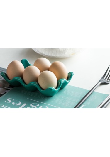 Pazly--1 Adet 6 Izgaralar Yumurta Tutucu Seramik Kayma Yumurta Kutusu Buzdolabı Darbeye Yumurta Tepsi Tutucu Saklama Kutusu Ev Depolama Organizasyon Depolama Tepsileri Yeşil
