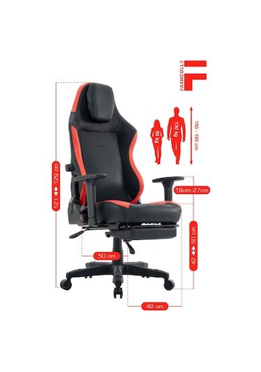 Fashcolle Globe Pro Black-red Oyuncu Koltuğu Siyah - Kırmızı