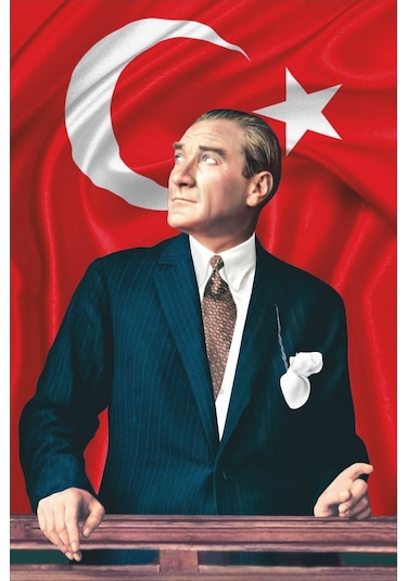 Atatürk Baskılı Türk Bayrağı 150 x 225 CM Raşel Kumaş Dijital Baskı