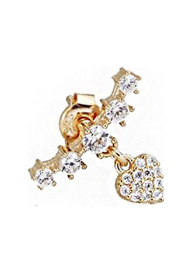 Masaliko Kalp Gümüş Küpe - 925 Ayar Gümüş, Modern Günlük, Altın Kaplama Altın