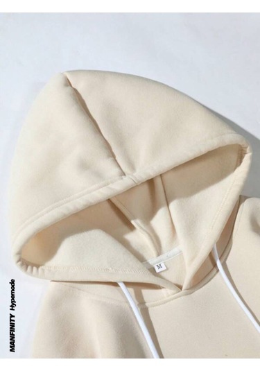 Unisex Bej Sırt Angel Baskı Kapüşonlu Sweatshirt 001