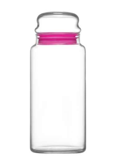 LAV Sera Cam Kavanoz 2'li Büyük Boy 1400 ml Pembe Cam Kapaklı (Erzak Saklama Kavanozu )
