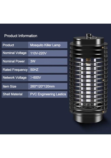 Springsun Sessiz Led Isı Lambası 110v-220v, Dışarıda Kullanım İçin Dayanıklı Pvc, Mor Işıkla Etkin Sinek Öldürücü, Siyah, Küçük Avrupa Standartı Çok Renkli