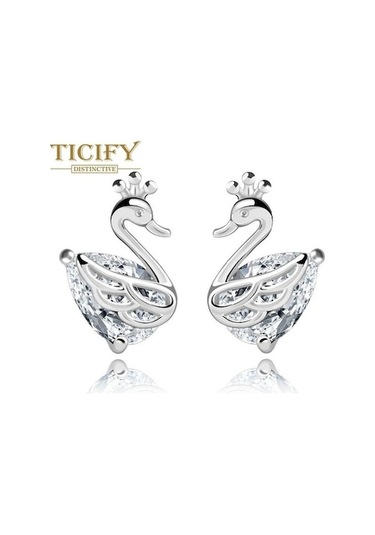 Fastbuy Küçük Kaz Tarzı Beyaz Taç Kuğu Küpe, Kadınlar İçin Şık Beyaz Küçük Kaz Tarzı Küpe Beyaz