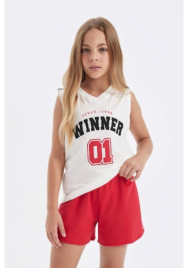 Defacto Kız Çocuk Dokuma Etiketli Şort D0907A824HSRD117 Kırmızı