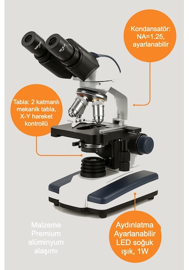 Ultra Net 2500x Mdstech Binoküler Biyolojik Laboratuvar Mikroskobu Profesyonel Kullanım